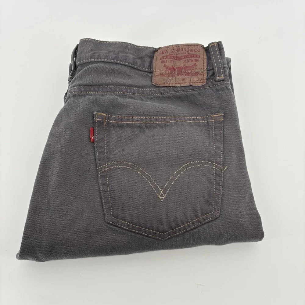 Levis 505 Jeans‎ Mens 36/30 Gray Straight Leg Fade Denim Pants